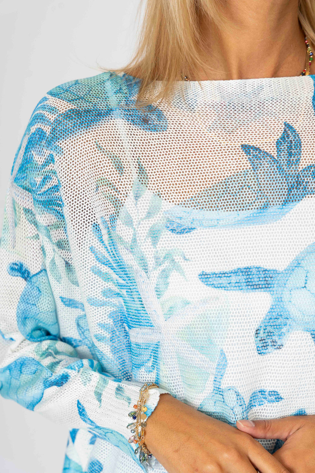"Turtle" printed batwing sweater
