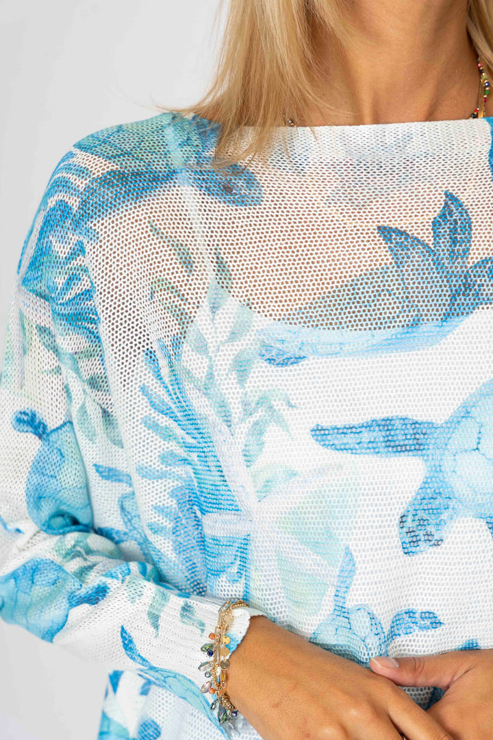 "Turtle" printed batwing sweater