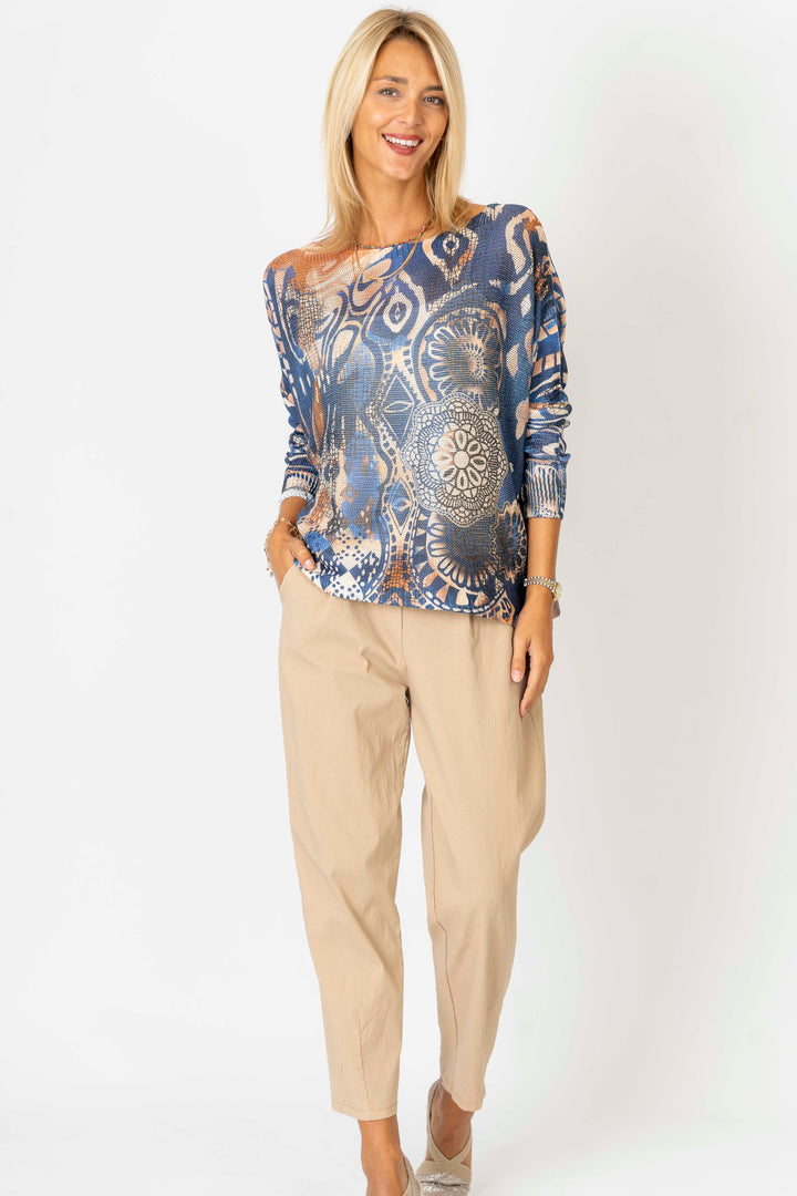 "Rosace" printed batwing sweater