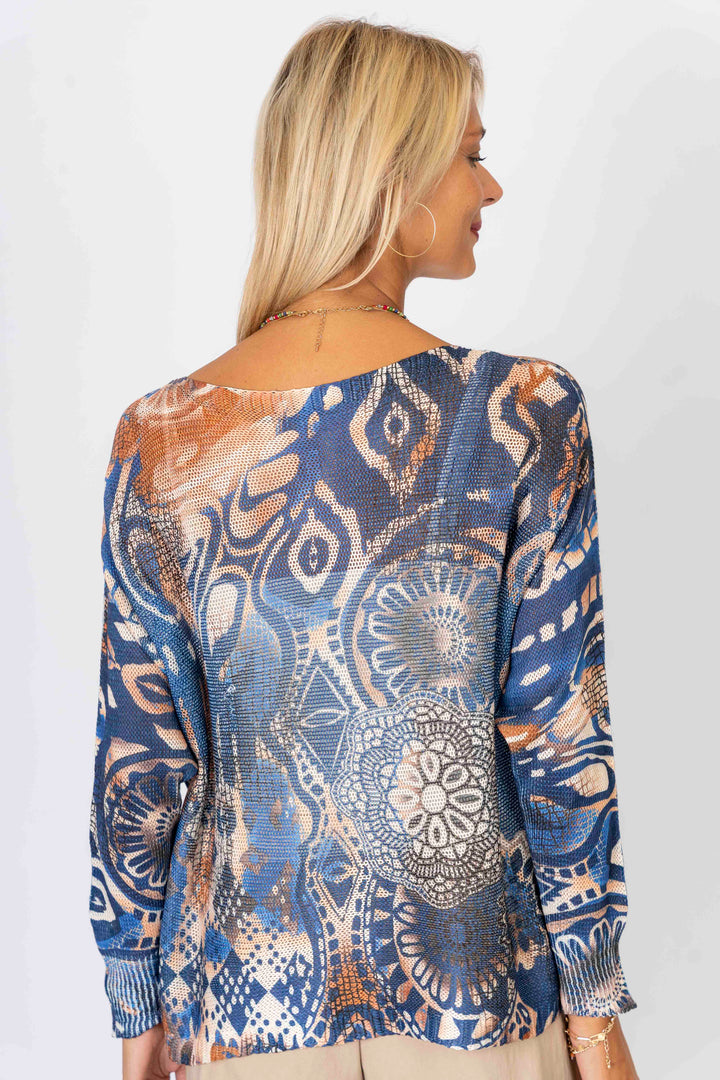"Rosace" printed batwing sweater