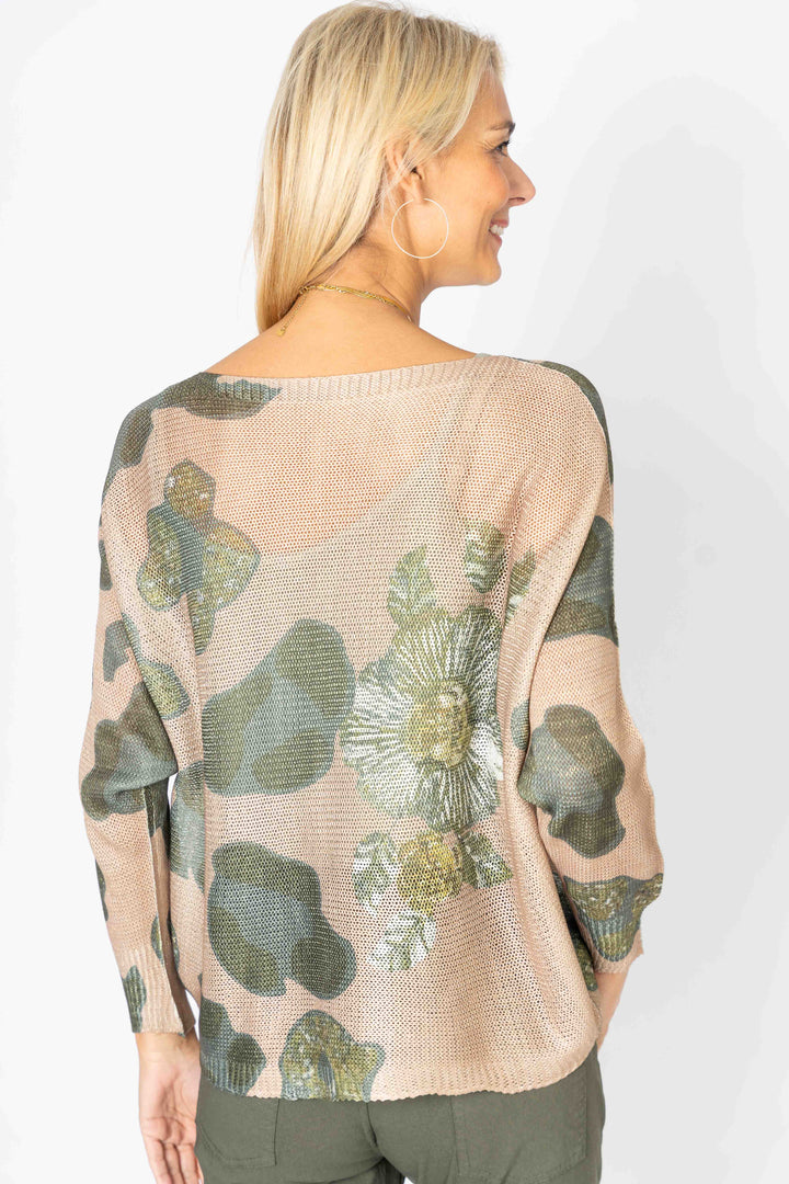 Leopard and Flowers batwing sweater