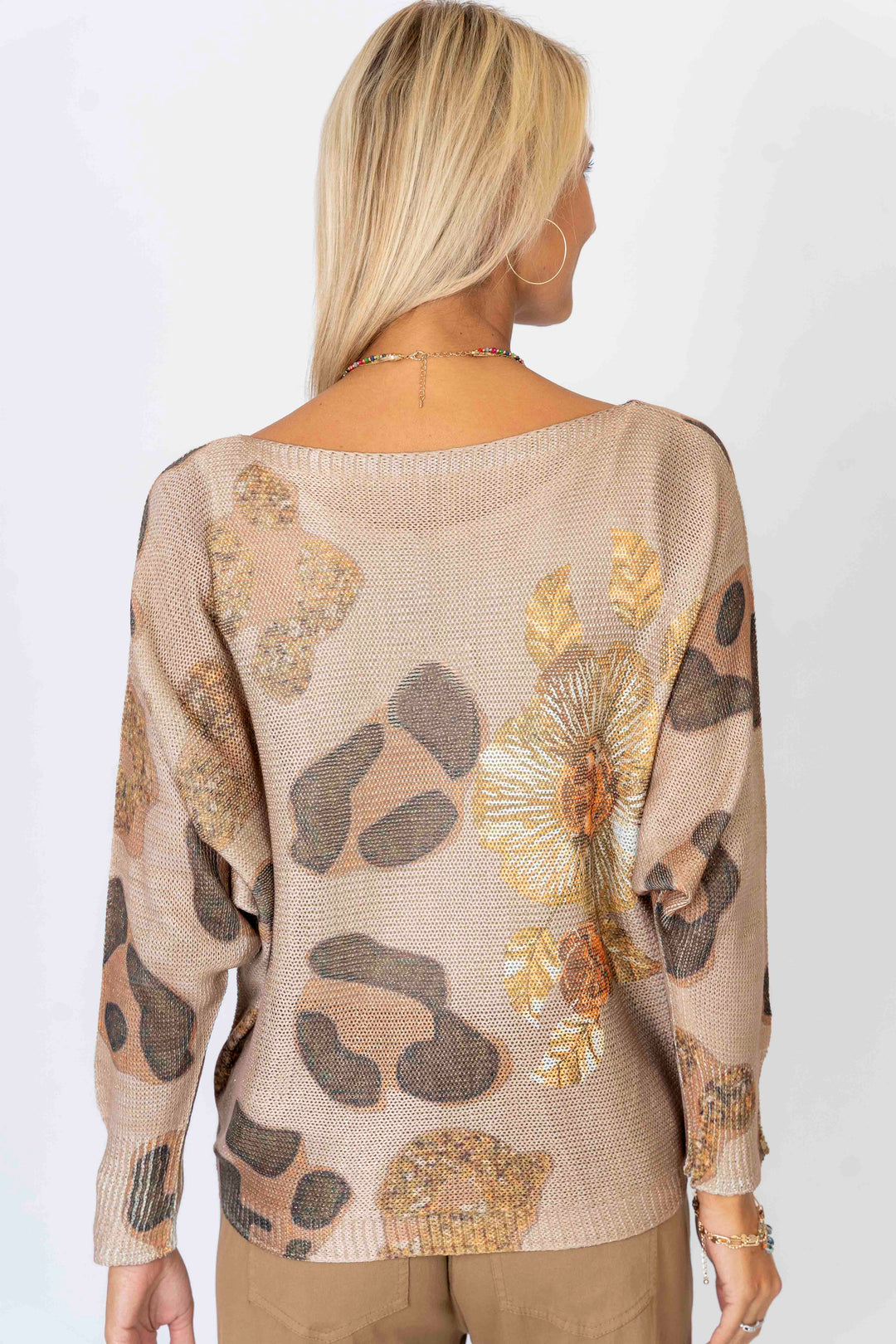 Leopard and Flowers batwing sweater