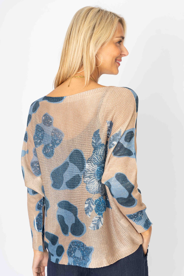 Leopard and Flowers batwing sweater