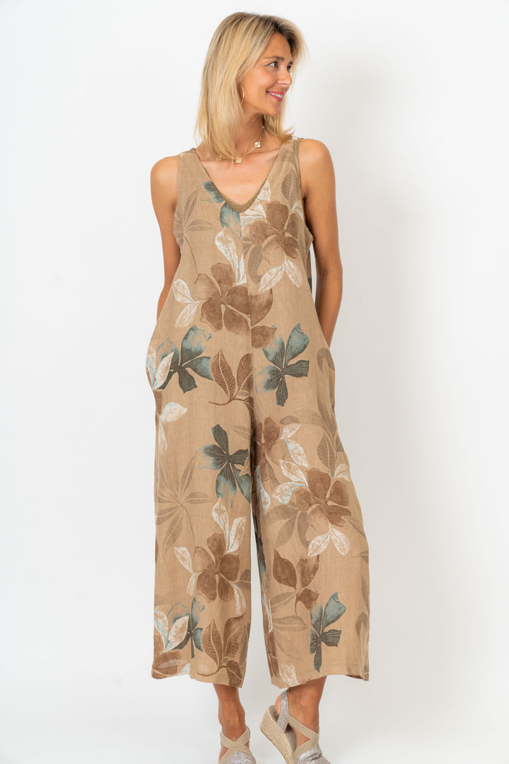 1590 Sleeveless Linen Jumpsuit