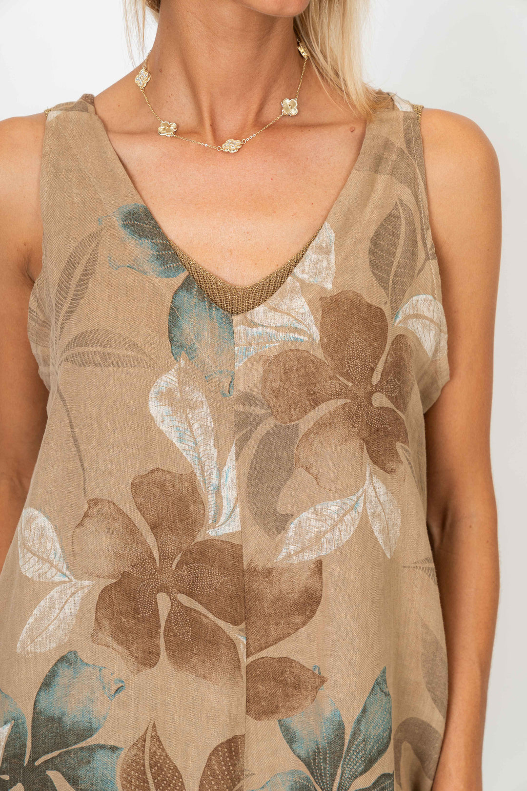 1590 Sleeveless Linen Jumpsuit