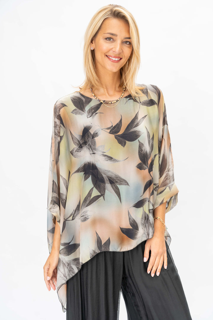 Colourful printed silk blouse