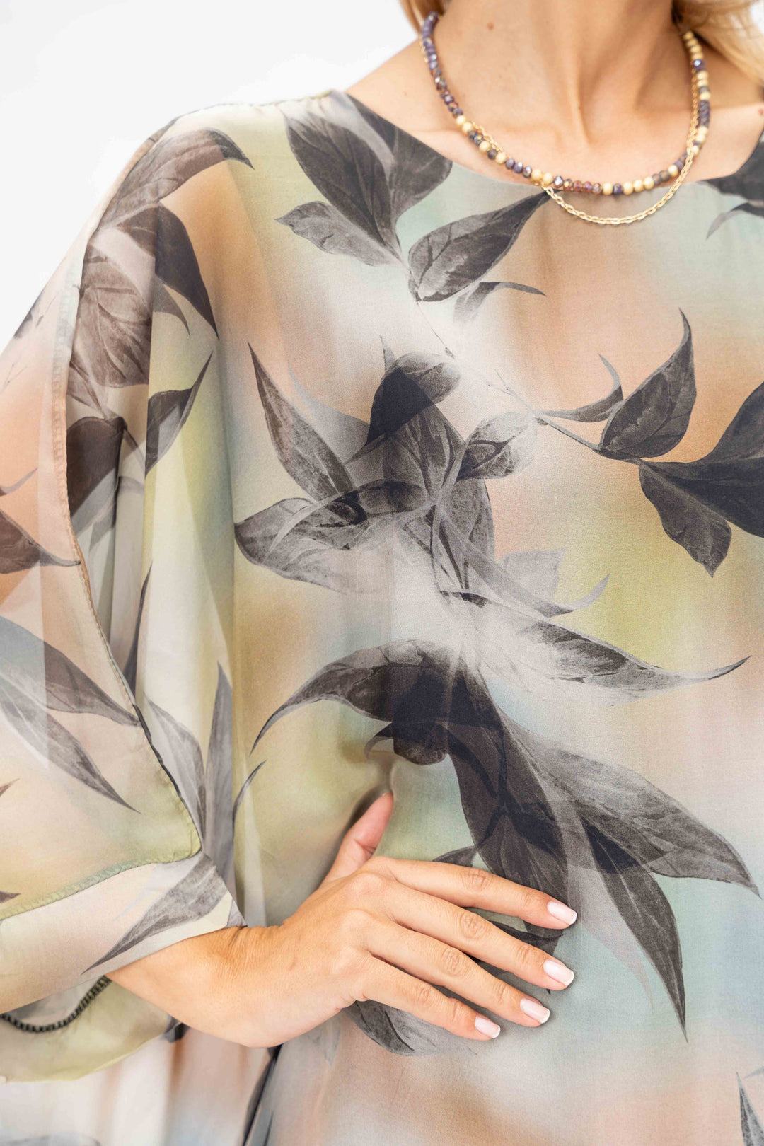 Colourful printed silk blouse