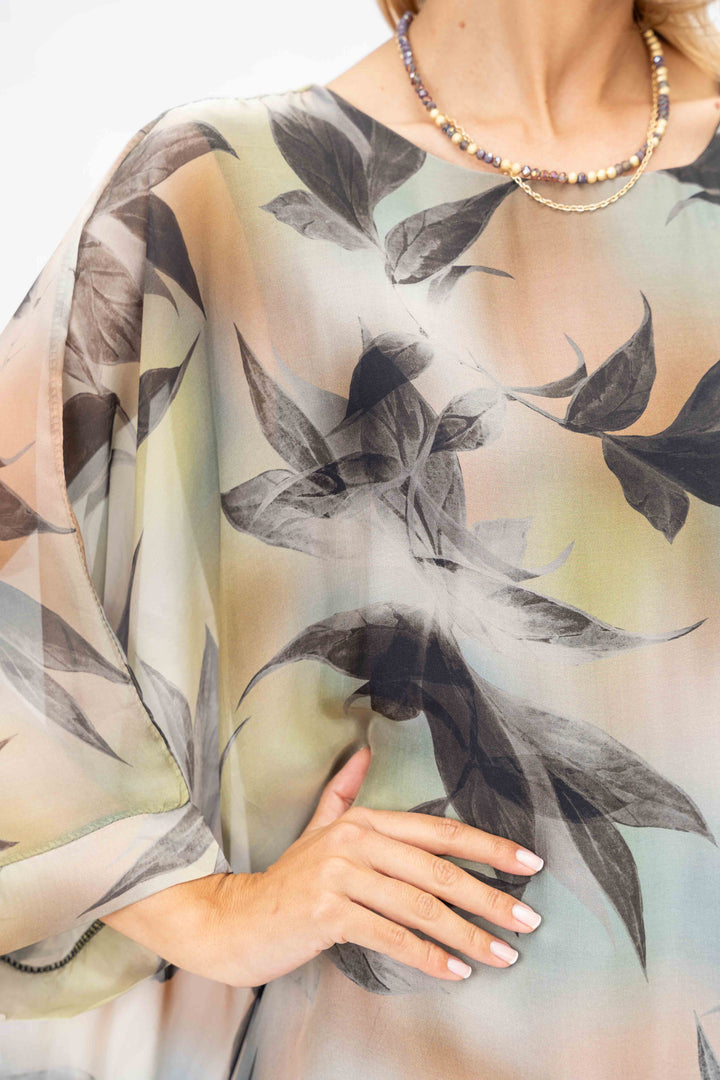 Colourful printed silk blouse