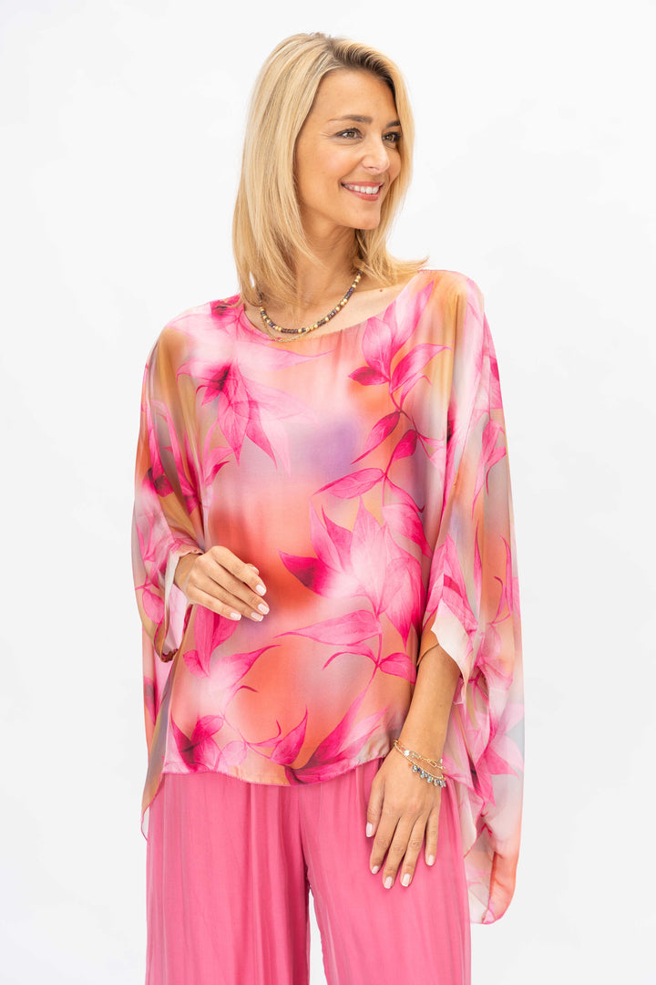 Colourful printed silk blouse