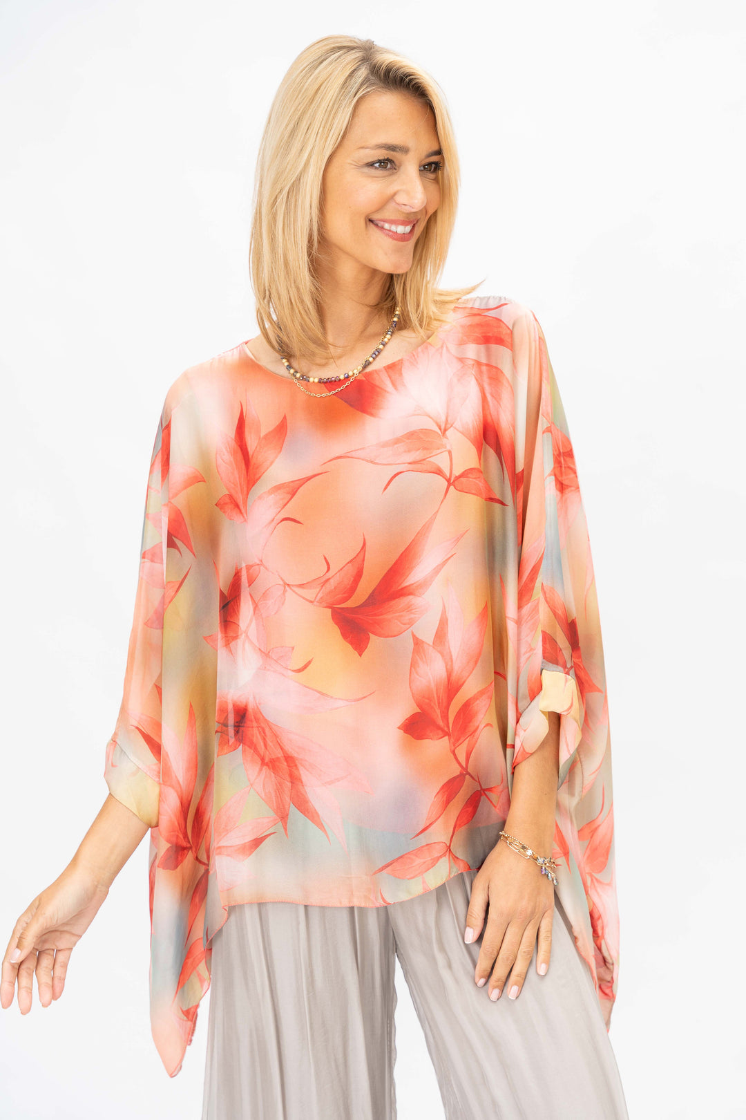 Colourful printed silk blouse