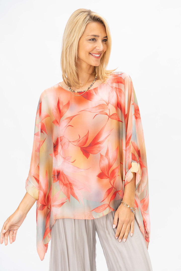 Colourful printed silk blouse