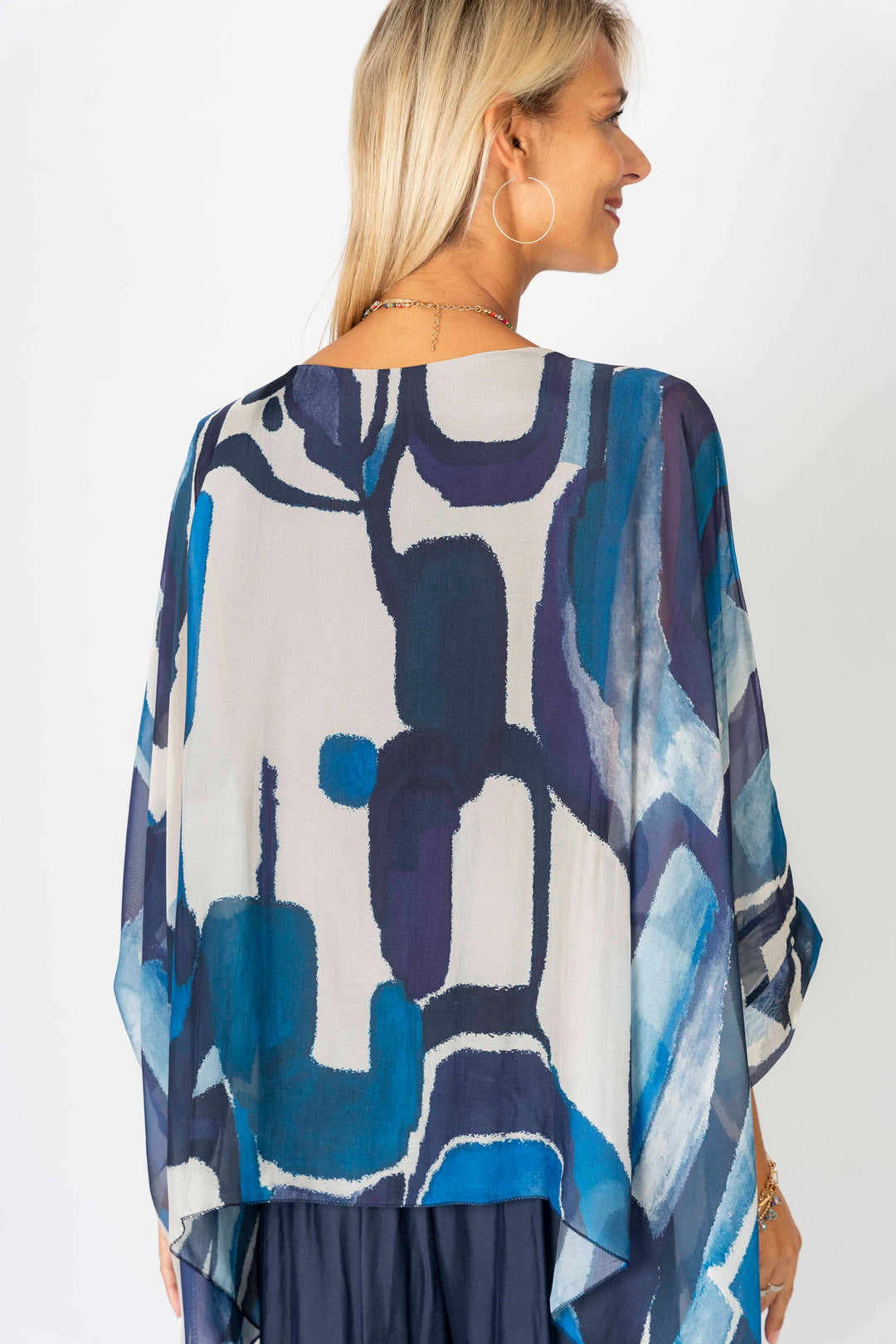 "Geo" printed silk blouse