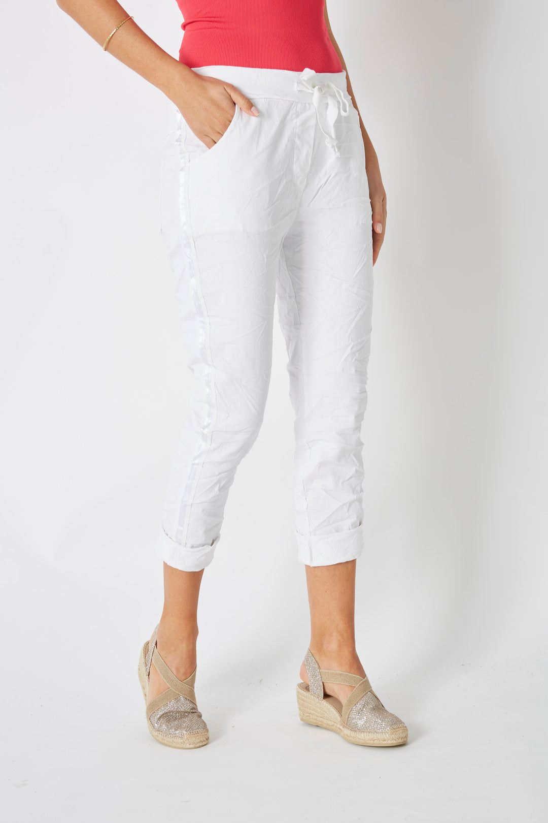 2120HW - Italian Jogger pants with Satin Ribbon
