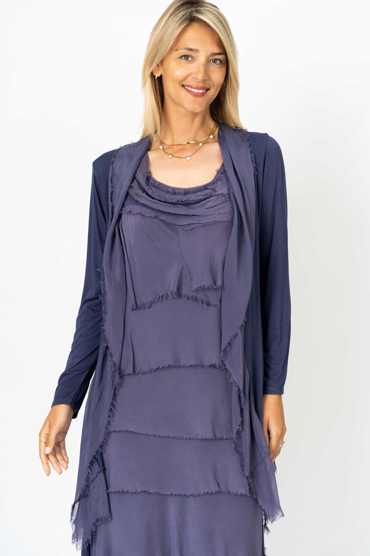 2711 Silk Ruffle Cardigan