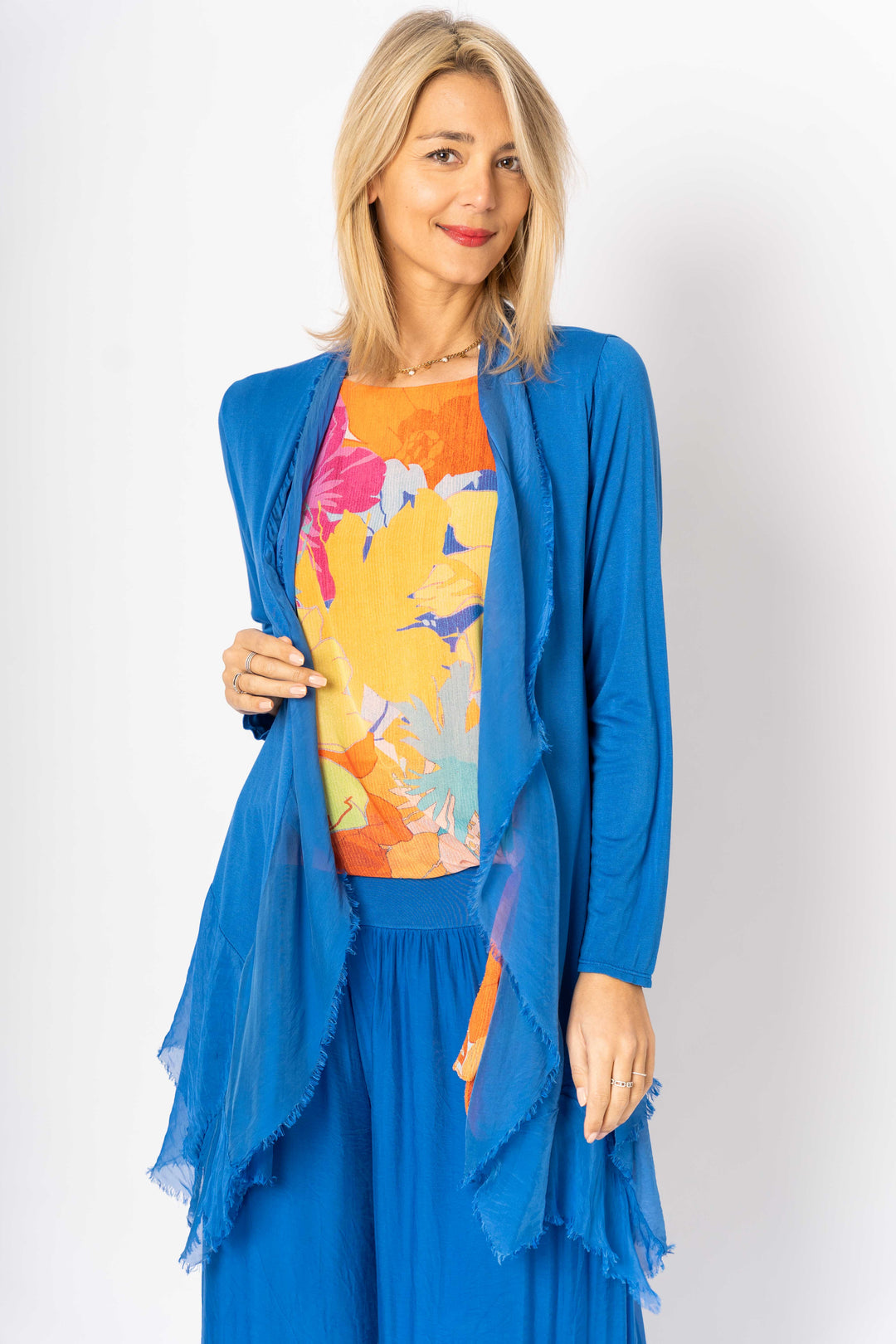 2711 Silk Ruffle Cardigan