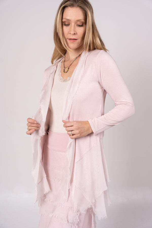 2711 Silk Ruffle Cardigan