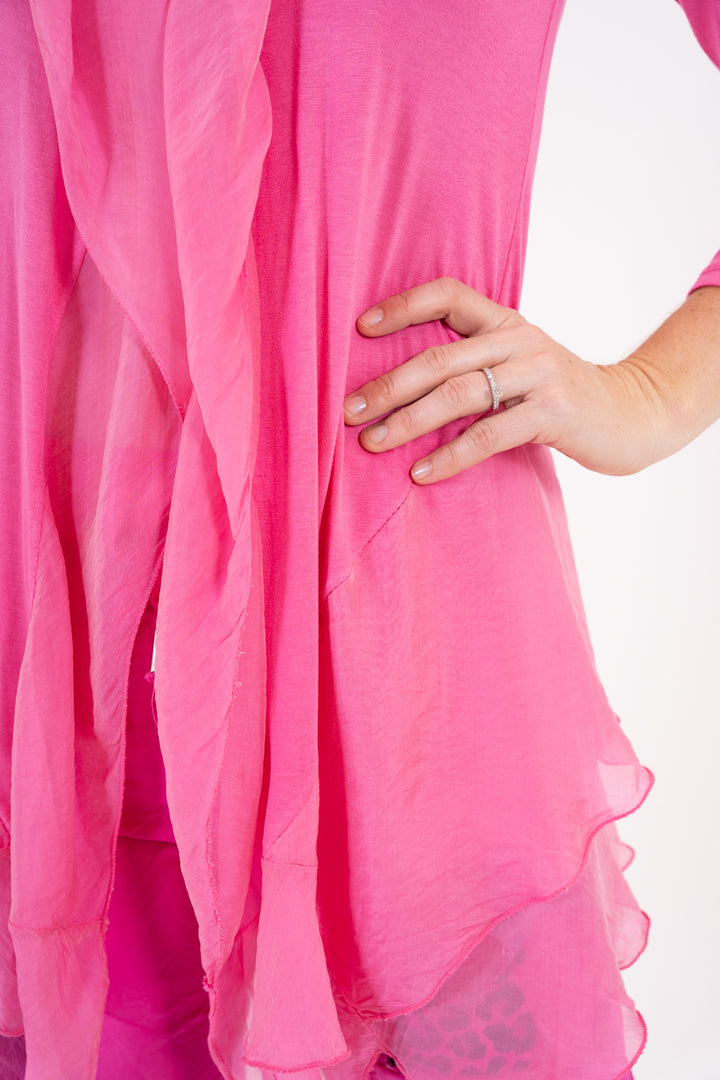 2711 Silk Ruffle Cardigan