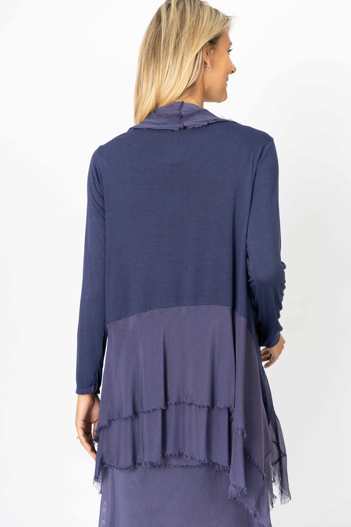 2711 Silk Ruffle Cardigan