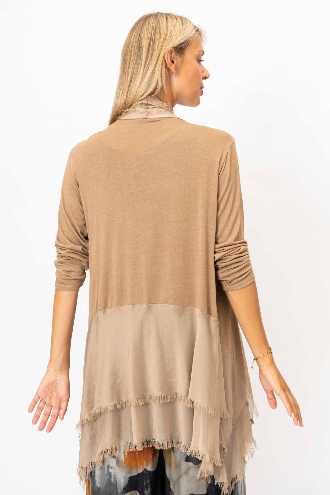 2711 Silk Ruffle Cardigan