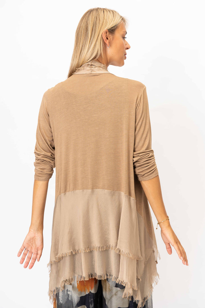 2711 Silk Ruffle Cardigan