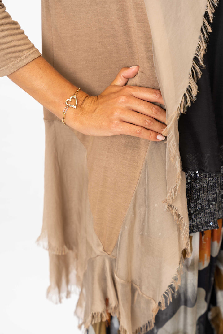 2711 Silk Ruffle Cardigan