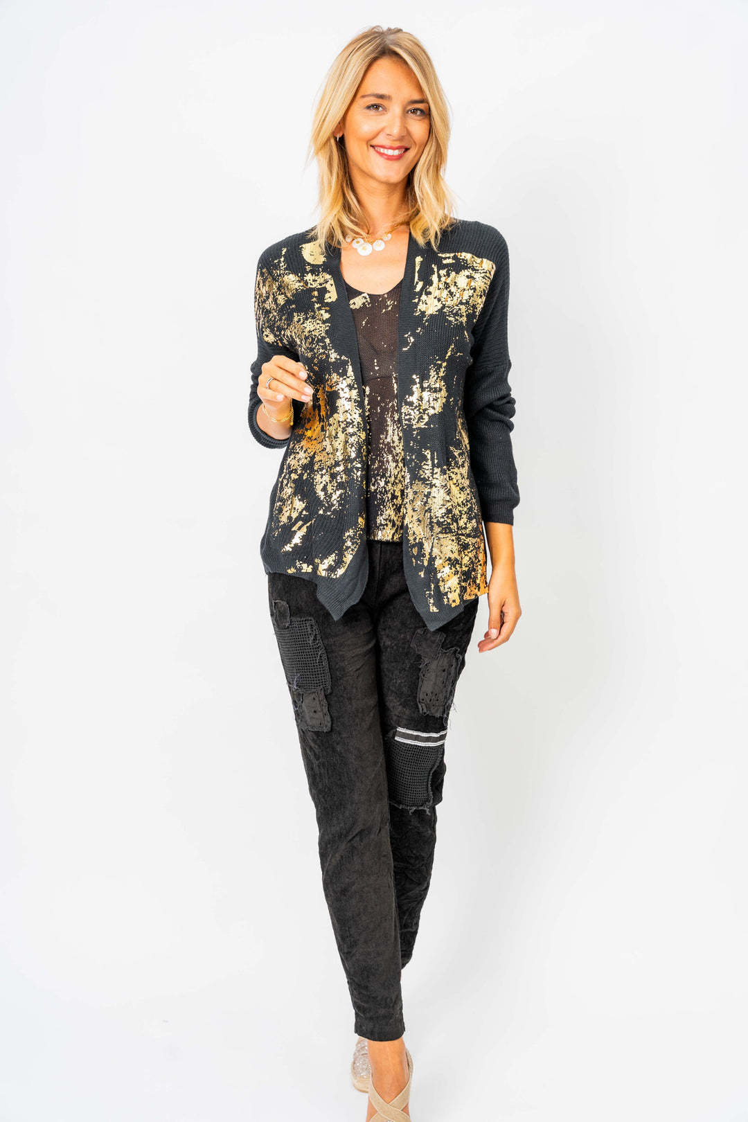 28099 - Gold shimmer knitted Cardigan