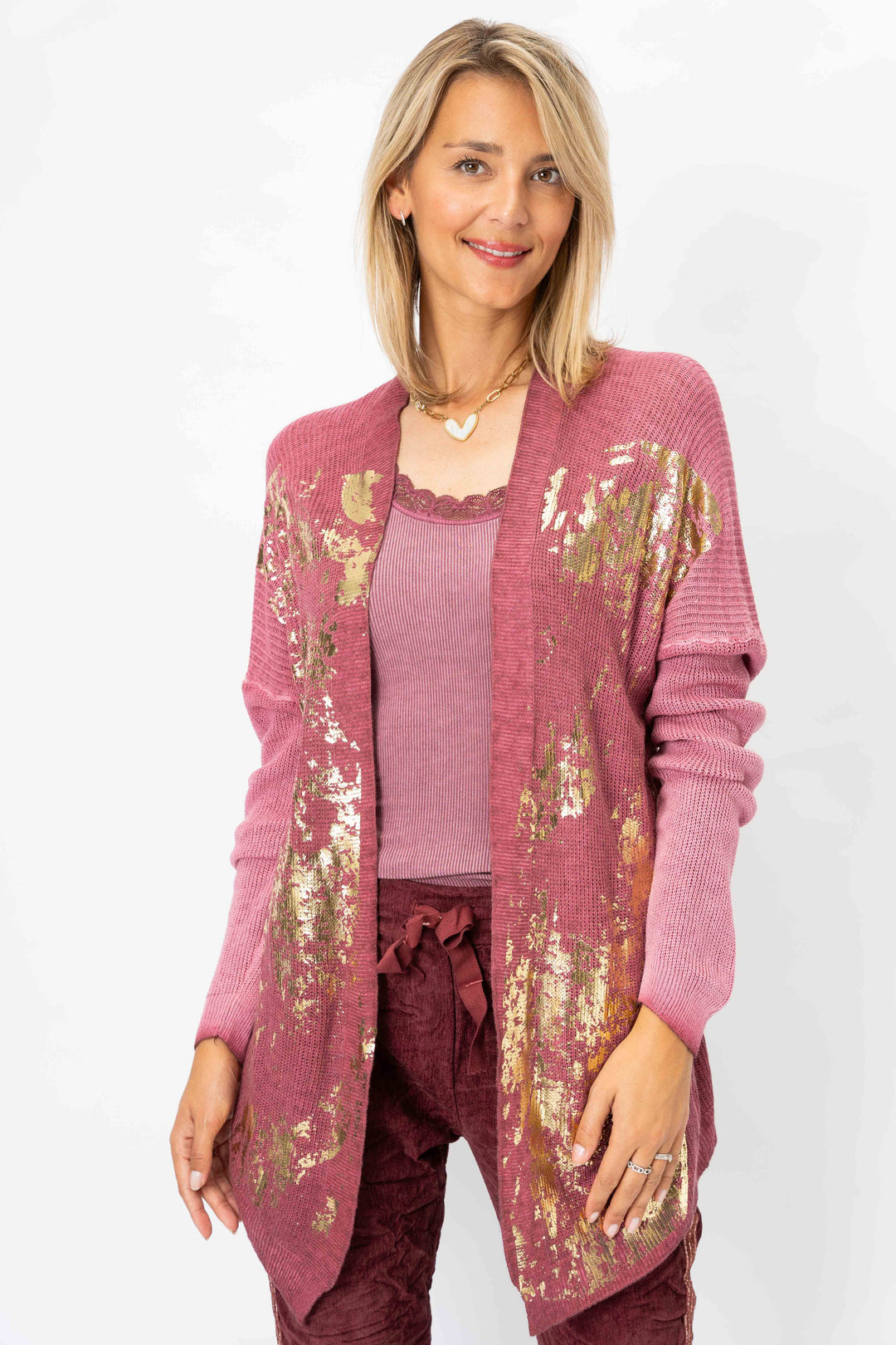 28099 - Gold shimmer knitted Cardigan