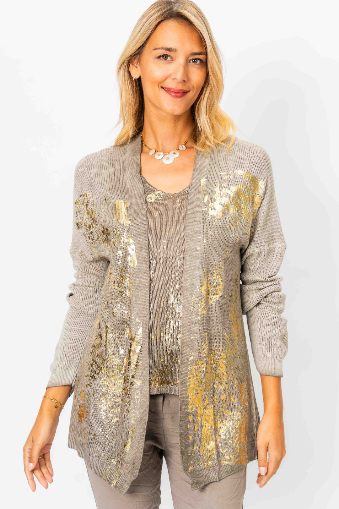 28099 - Gold shimmer knitted Cardigan