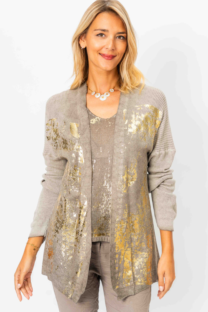 28099 - Gold shimmer knitted Cardigan