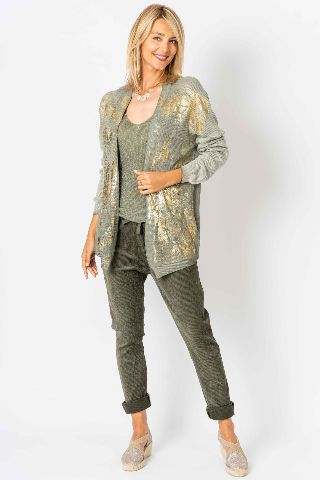 28099 - Gold shimmer knitted Cardigan