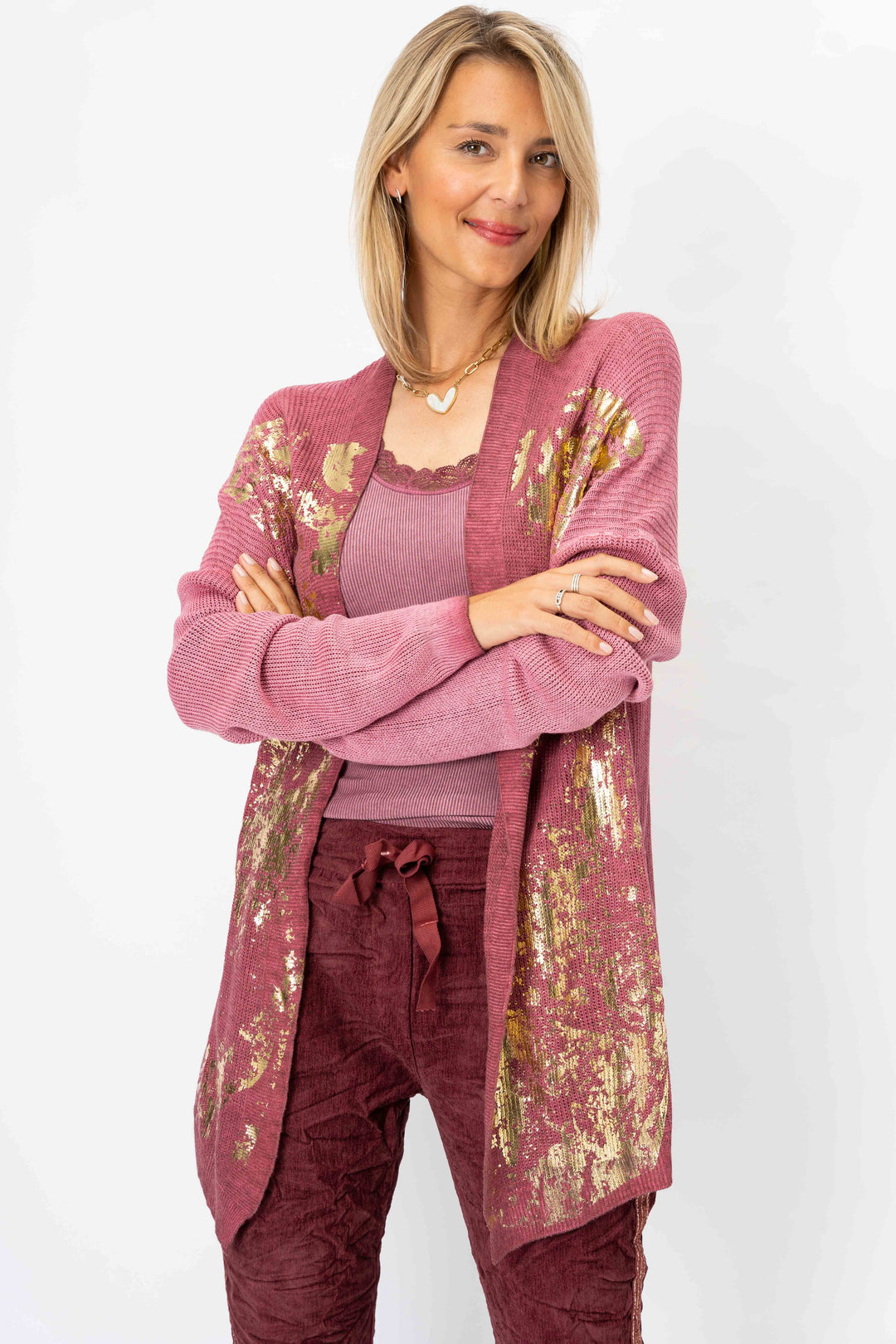 28099 - Gold shimmer knitted Cardigan