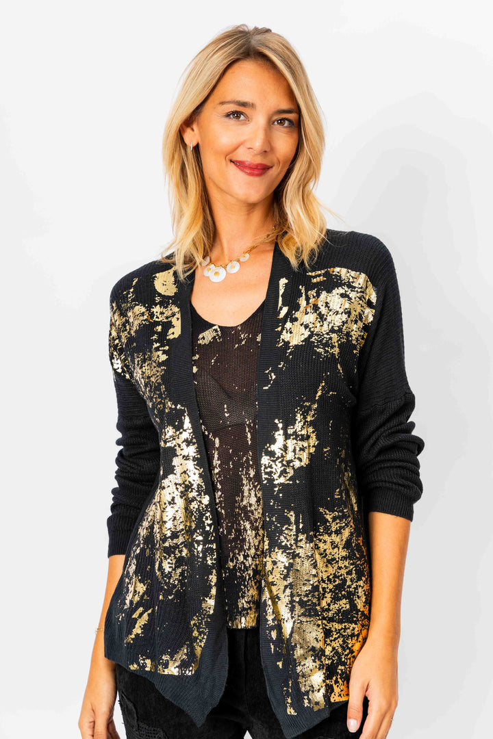 28099 - Gold shimmer knitted Cardigan