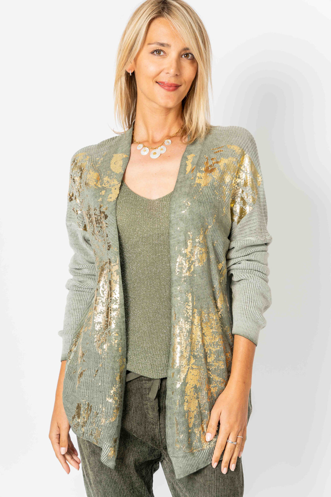 28099 - Gold shimmer knitted Cardigan
