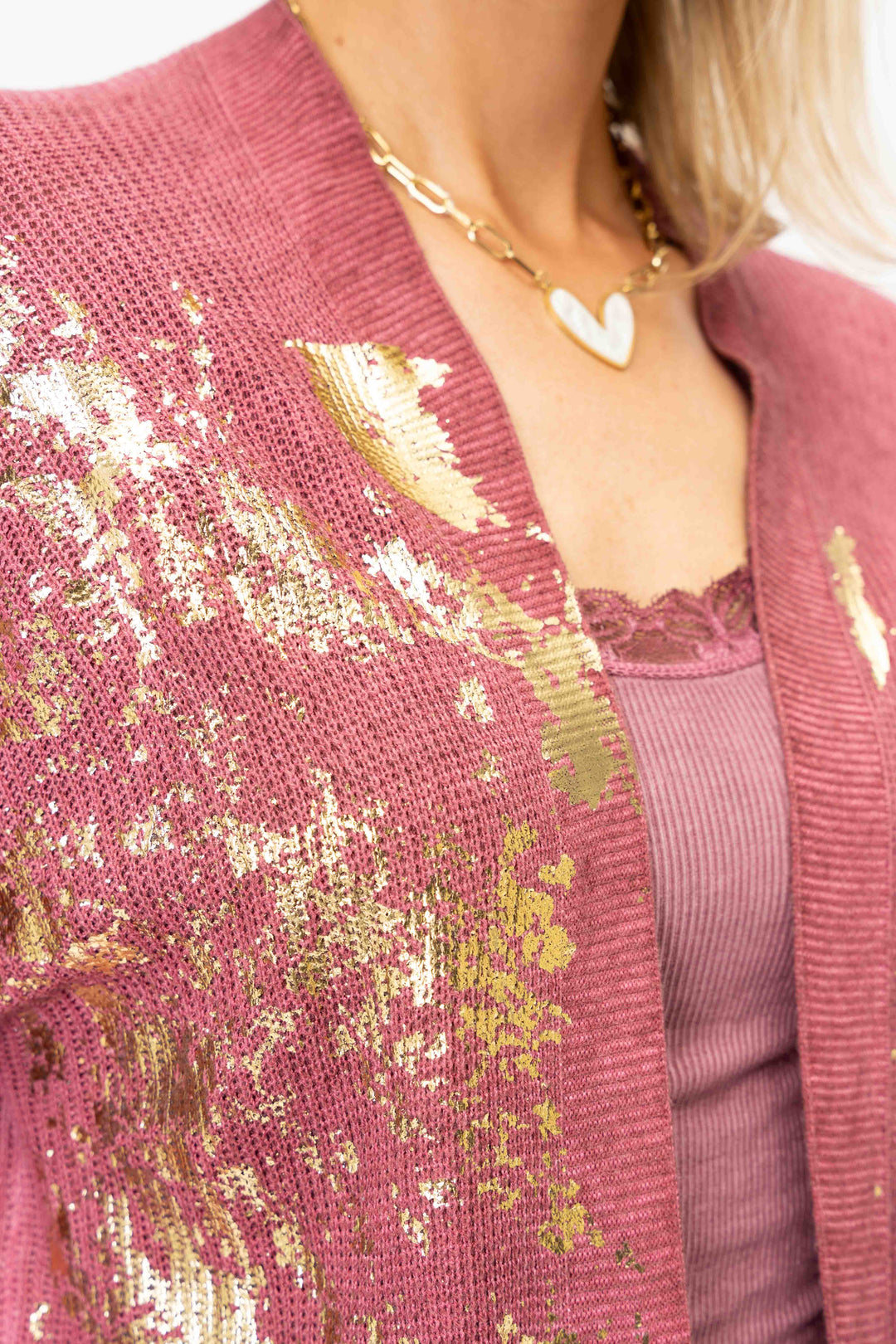 28099 - Gold shimmer knitted Cardigan