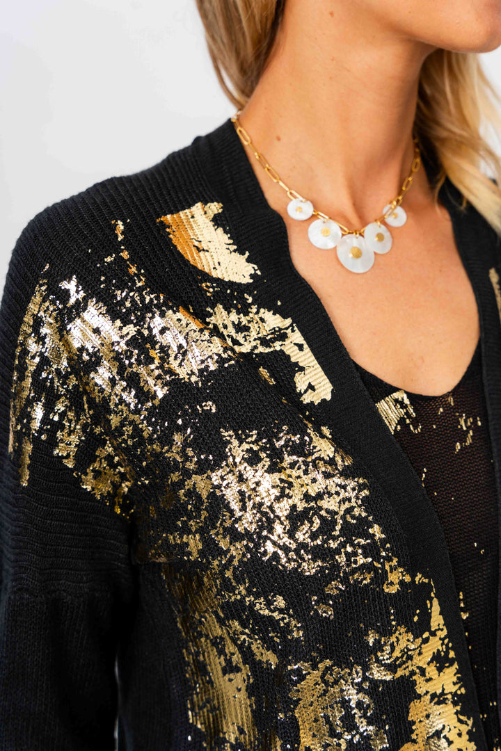 28099 - Gold shimmer knitted Cardigan