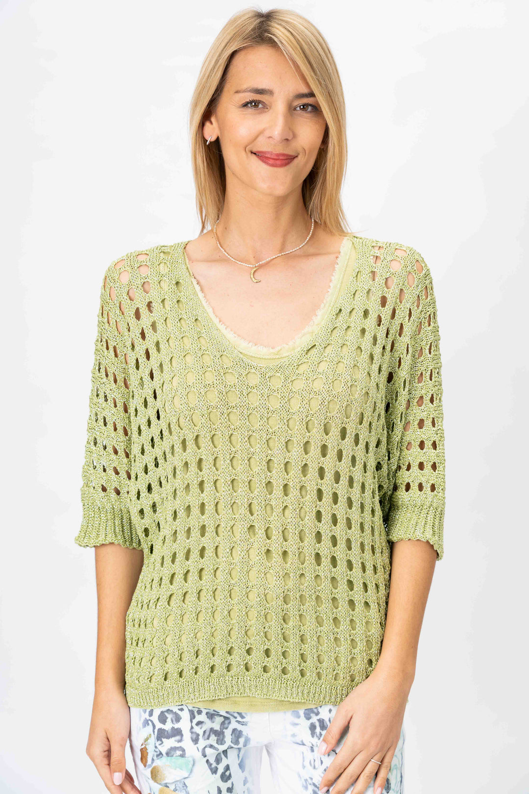 Open Knit Shimmer Sweater