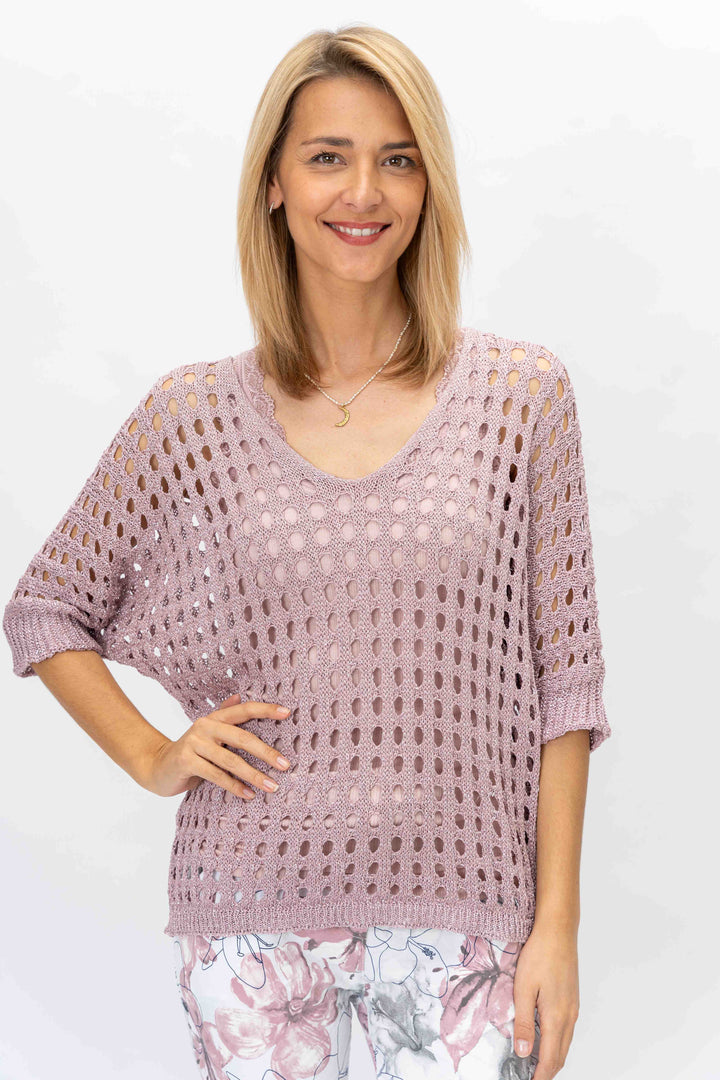 Open Knit Shimmer Sweater