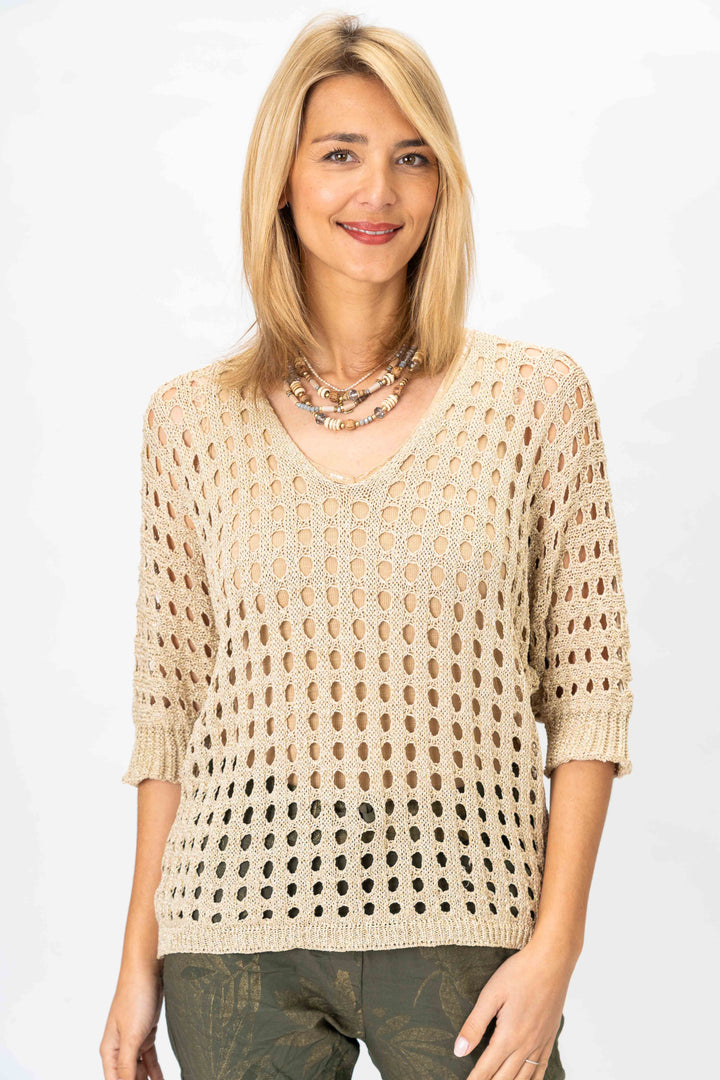 Open Knit Shimmer Sweater