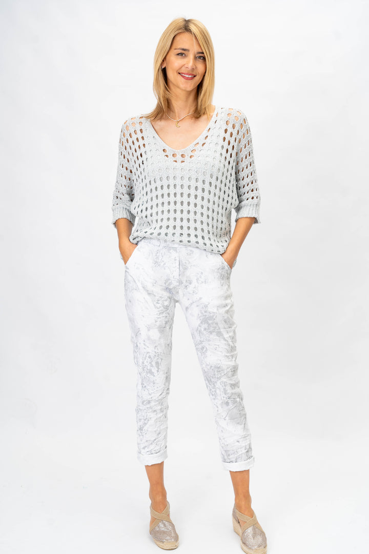 Open Knit Shimmer Sweater