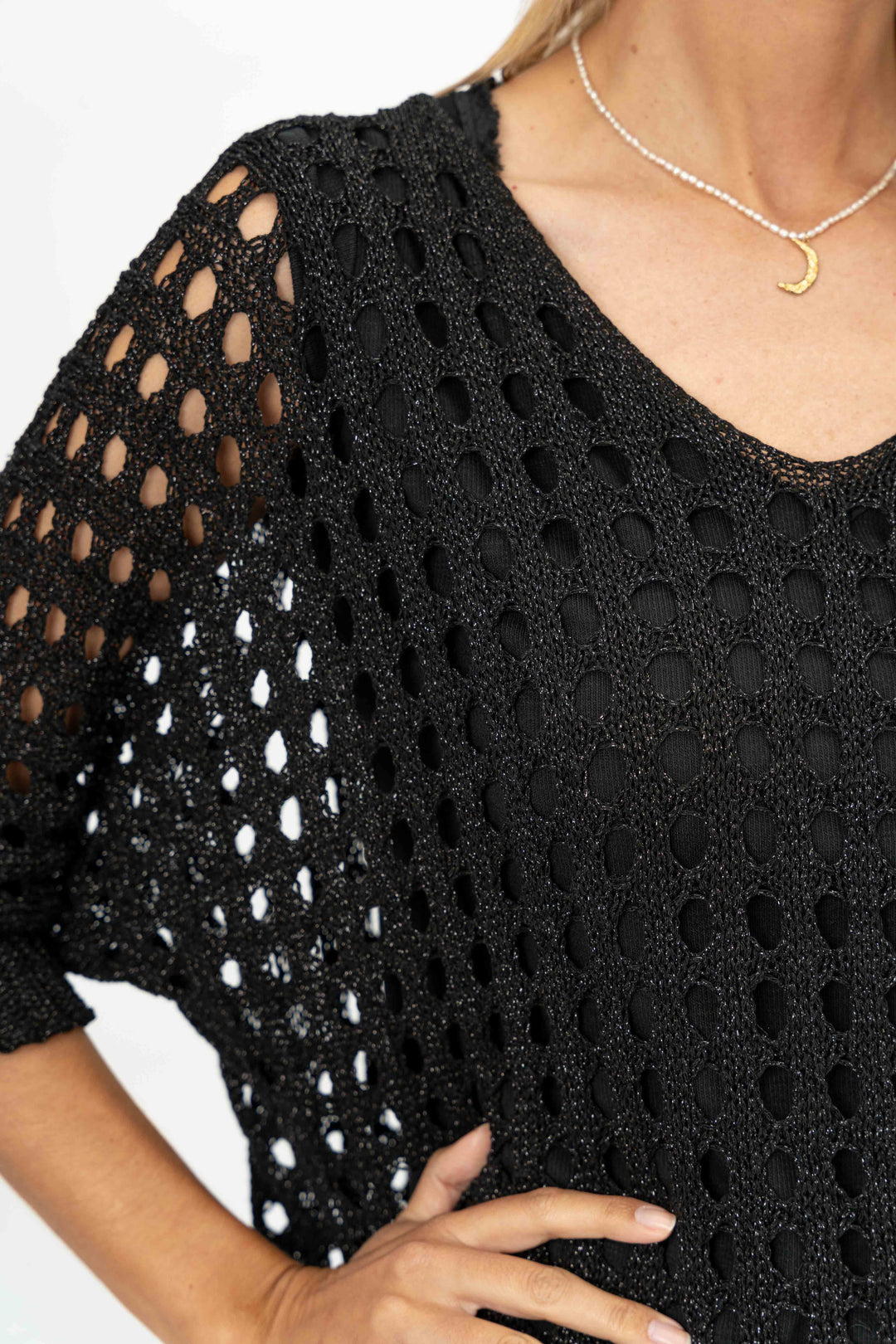 Open Knit Shimmer Sweater