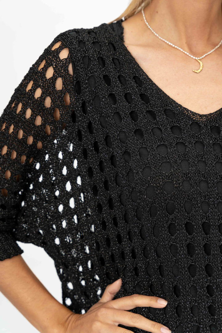 Open Knit Shimmer Sweater