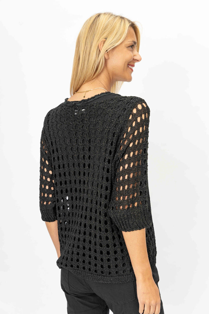 Open Knit Shimmer Sweater