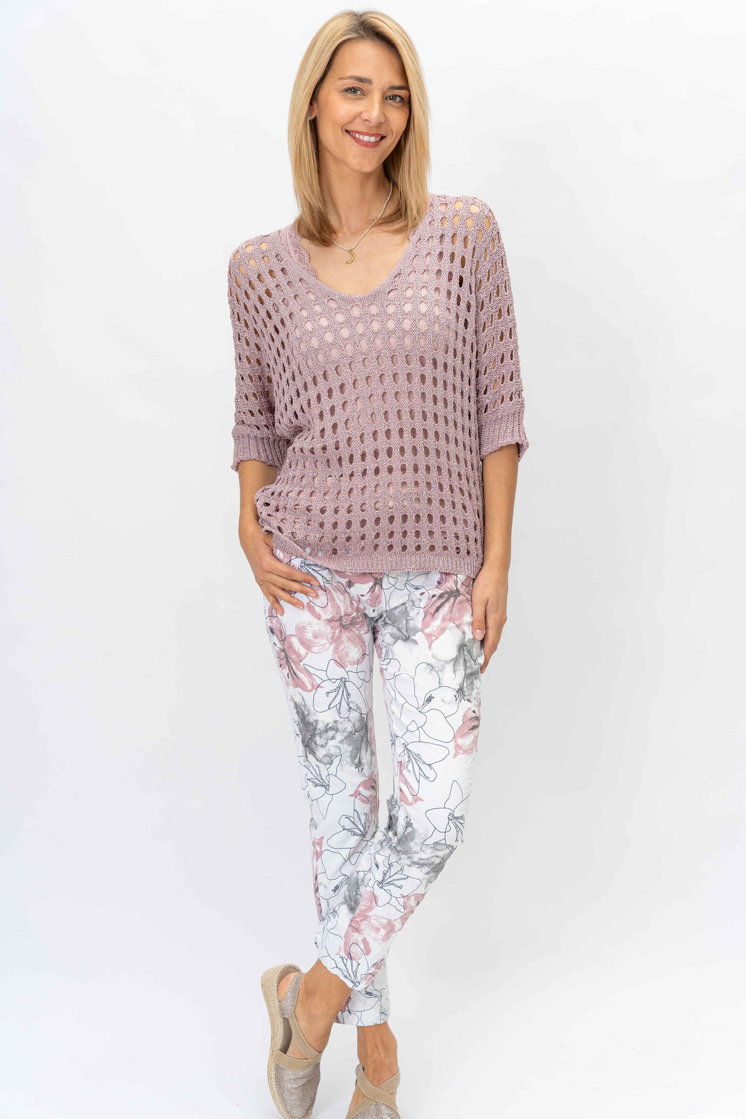 Open Knit Shimmer Sweater