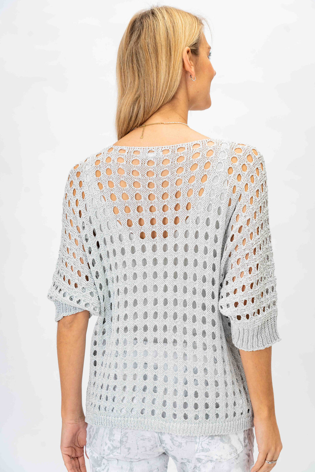 Open Knit Shimmer Sweater