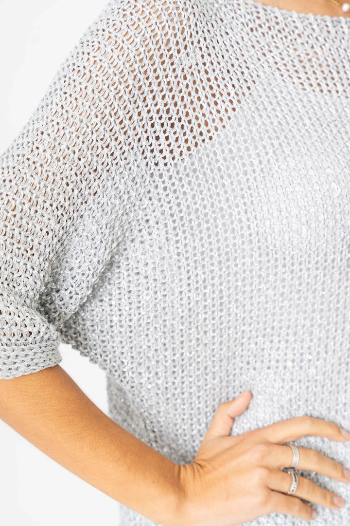 Open Knit Shimmer Sweater