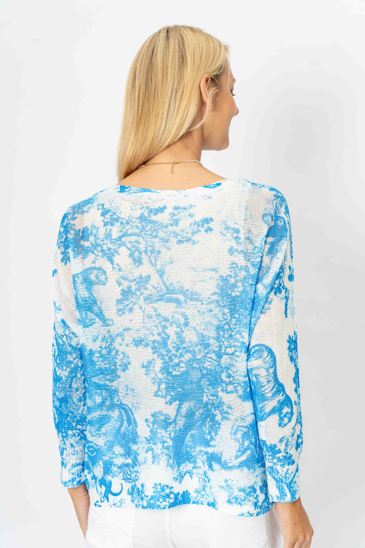 5030 - "Toile de Jouy" printed batwing sweater