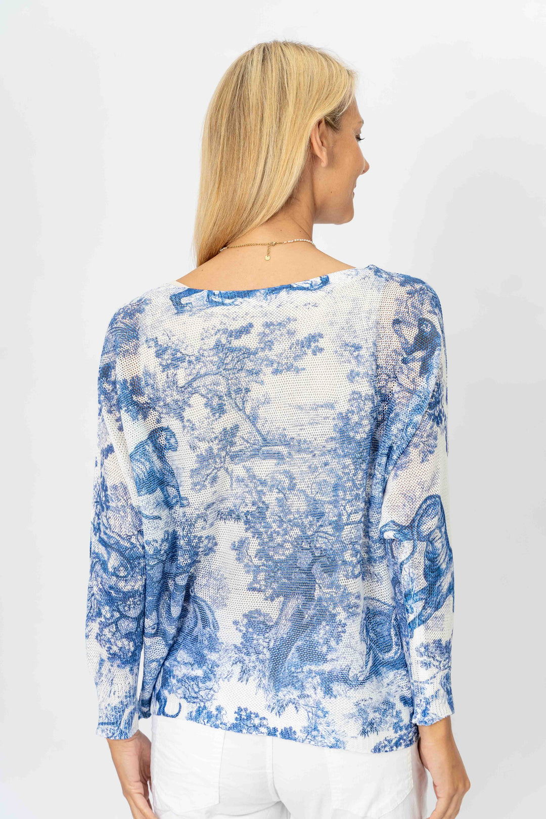 5030 - "Toile de Jouy" printed batwing sweater