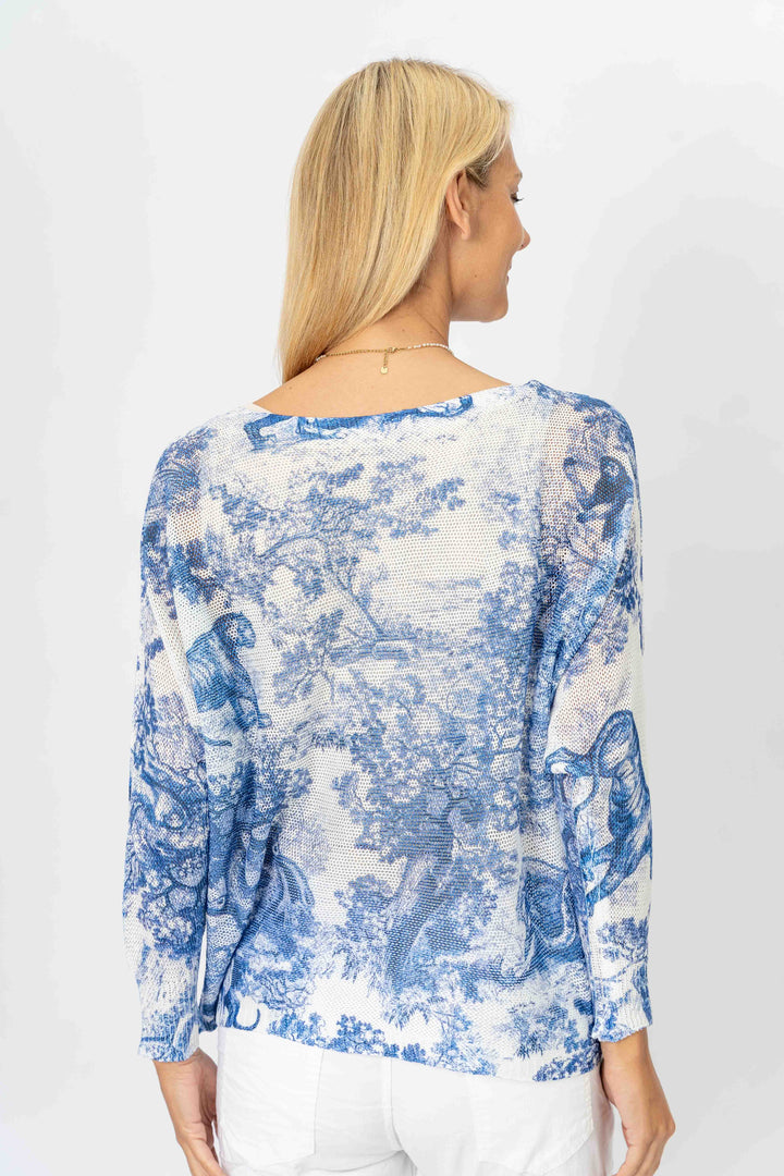 5030 - "Toile de Jouy" printed batwing sweater