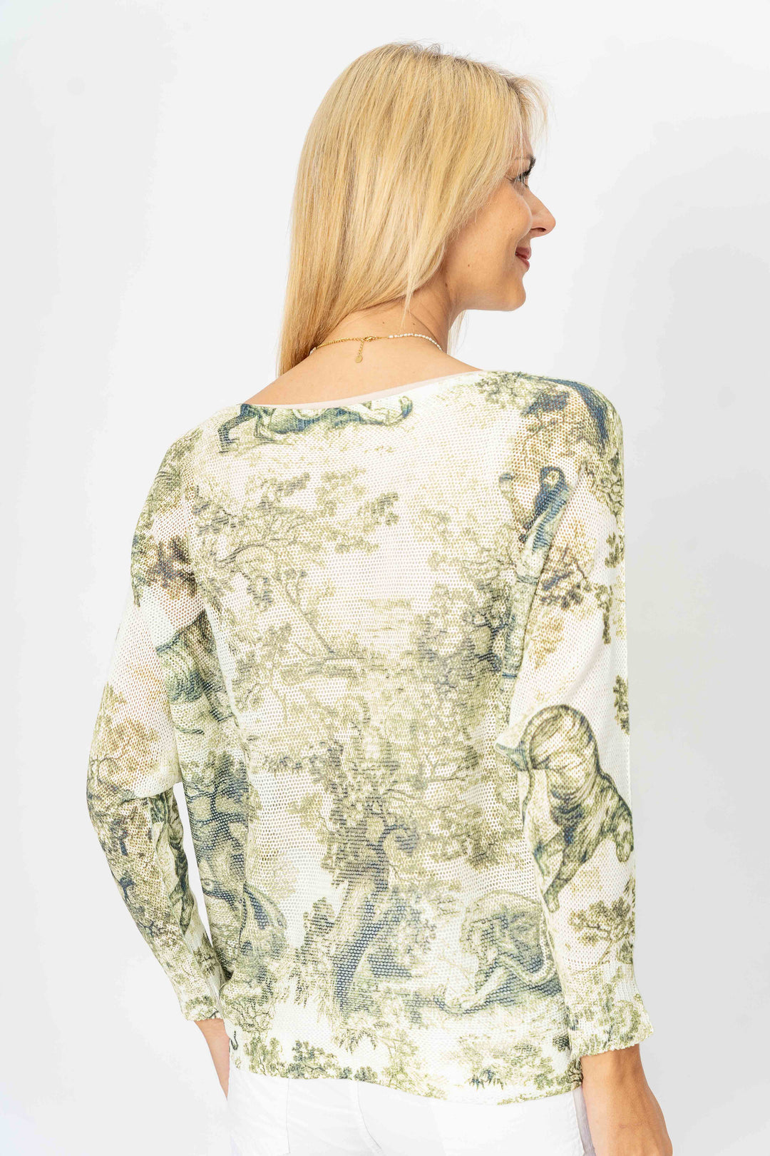 5030 - "Toile de Jouy" printed batwing sweater