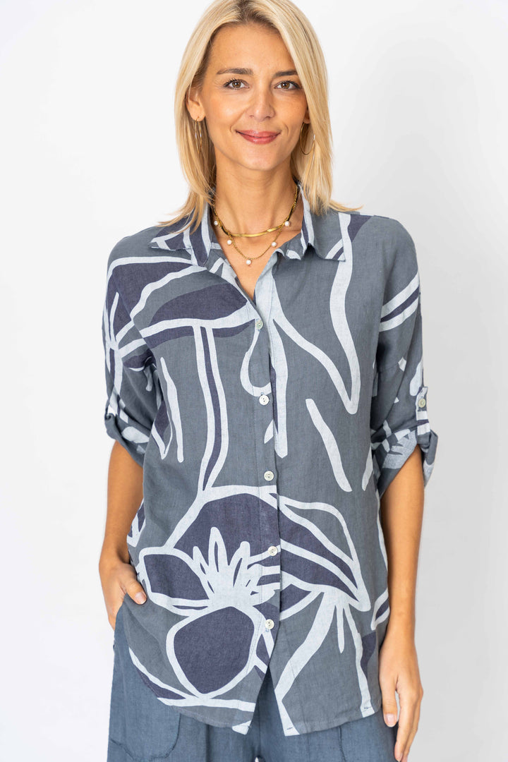 Printed linen shirt